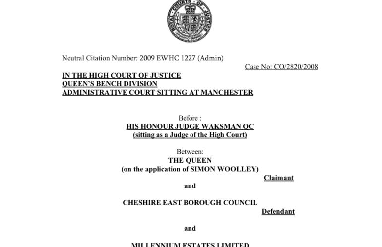 R (on the application of Simon Woolley) v Cheshire East Borough Council