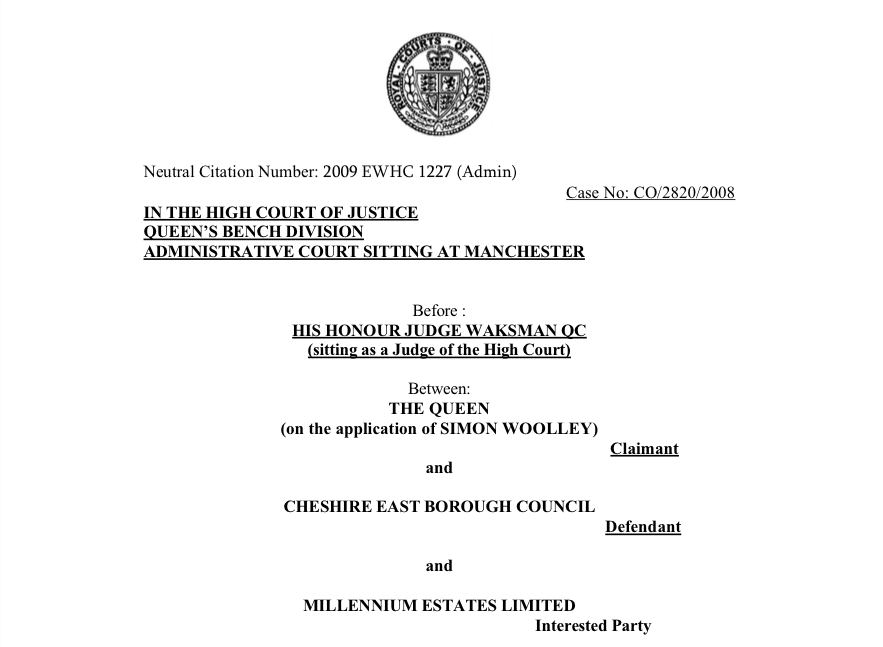 R (on the application of Simon Woolley) v Cheshire East Borough Council