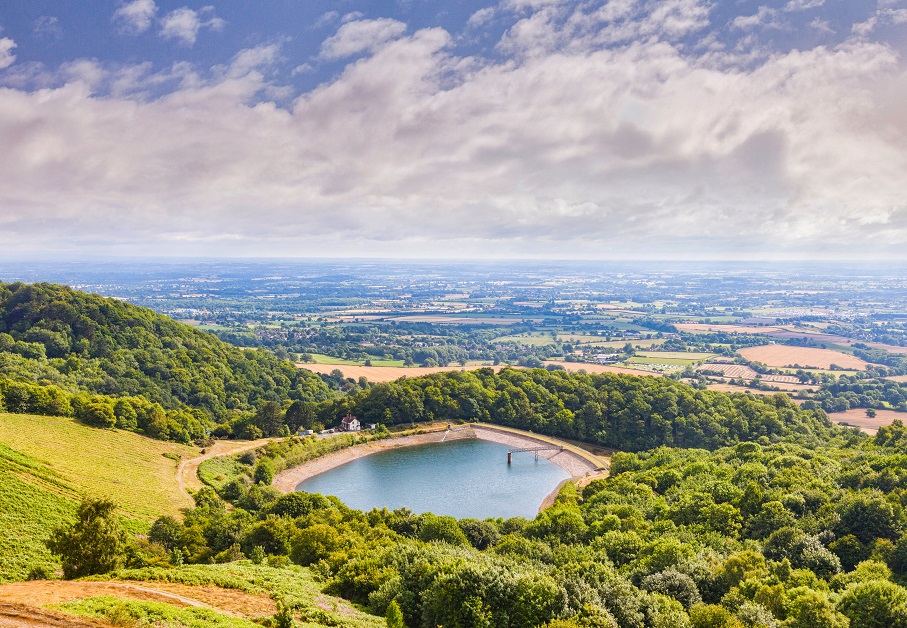 a view of the reservoir in Malvern Hills