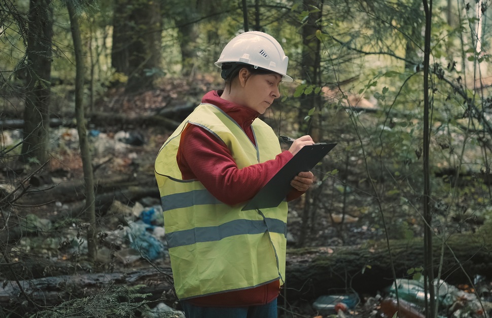 ecologist measuring ecological value on a site