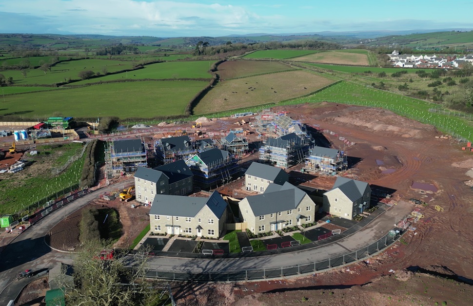 A view from above of a residential estate being built