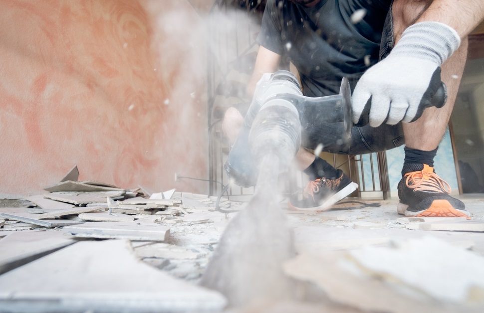 Dust created using construction tools