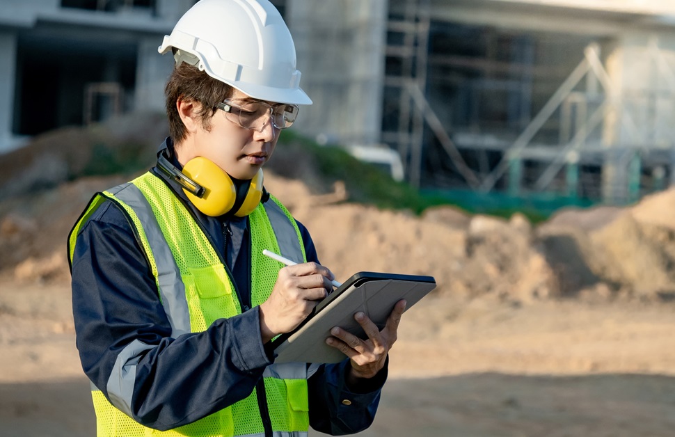 a consultant collating data from a noise assessment