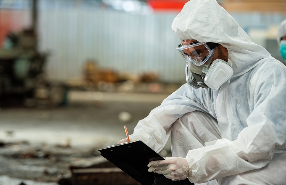 an air quality consultant carrying out air quality monitoring