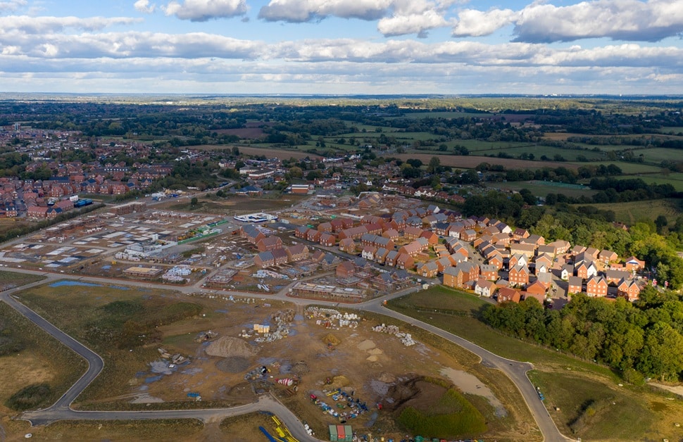 green belt land directly next to a residential development site