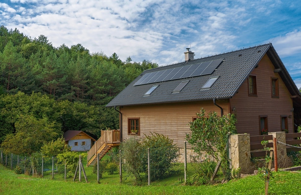 A home in a secluded rural area built based on green infrastructure planning