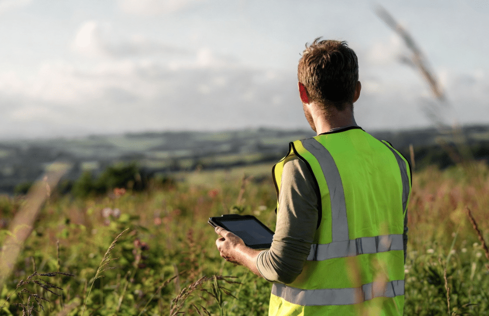 An ecological consultant during a survey