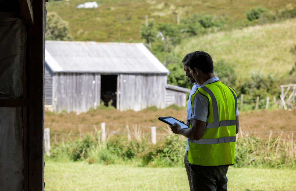 A developer and a consultant discussing survey results