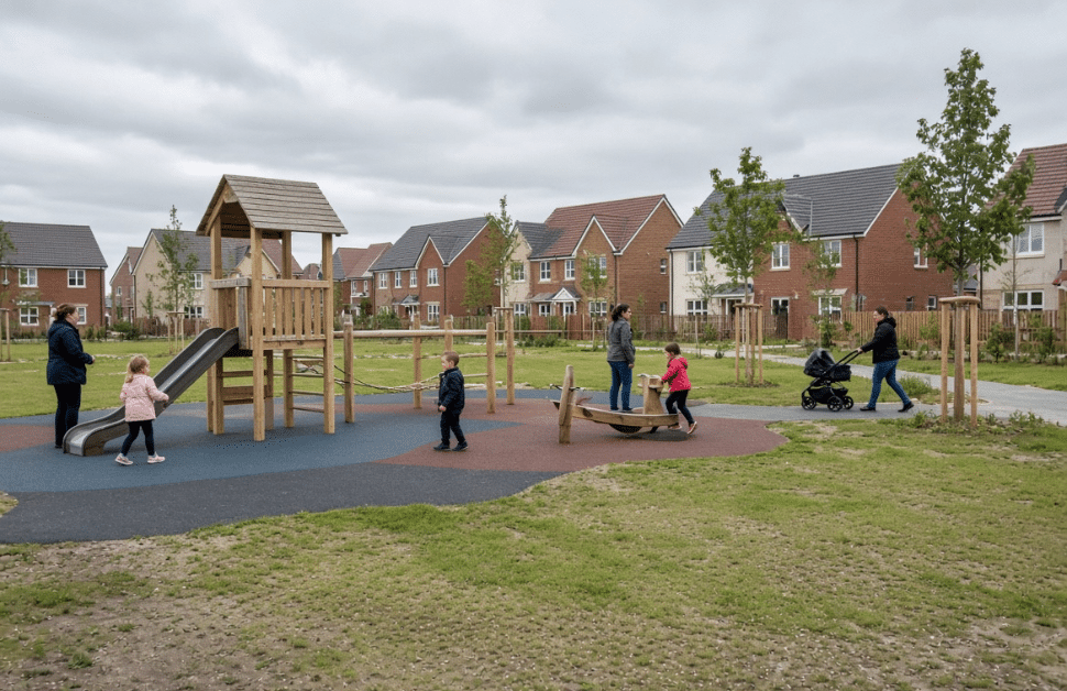 A children's playground within a housing estate, created as the result of a section 106 agreement