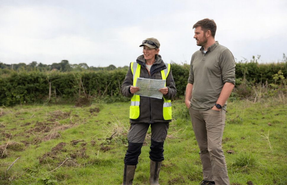 An ecological consultant checking a site prior to biodiversity gain site registration