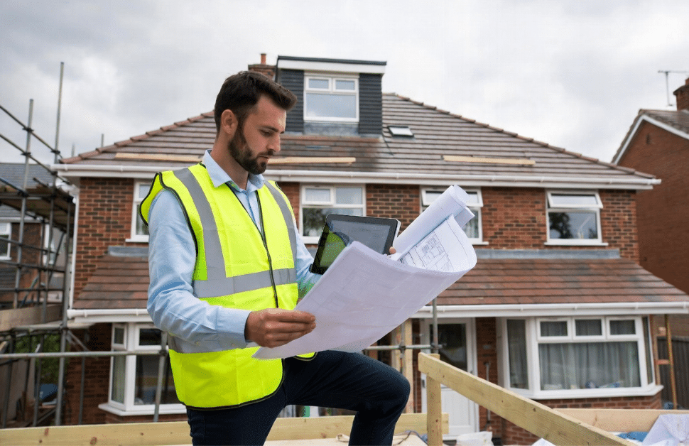 A developer on a small development site reviewing their application for prior approval