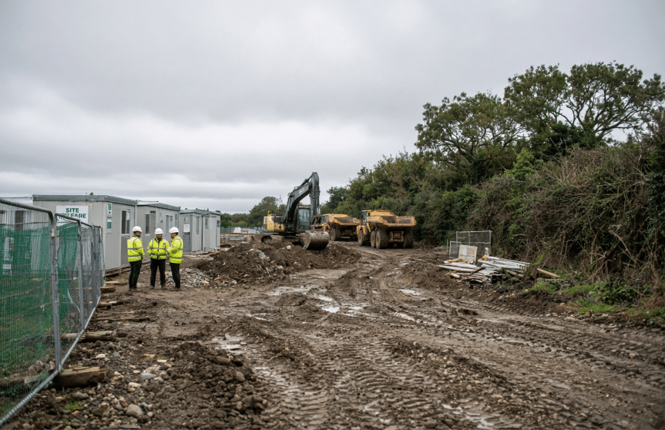 A development site where a phased development is underway